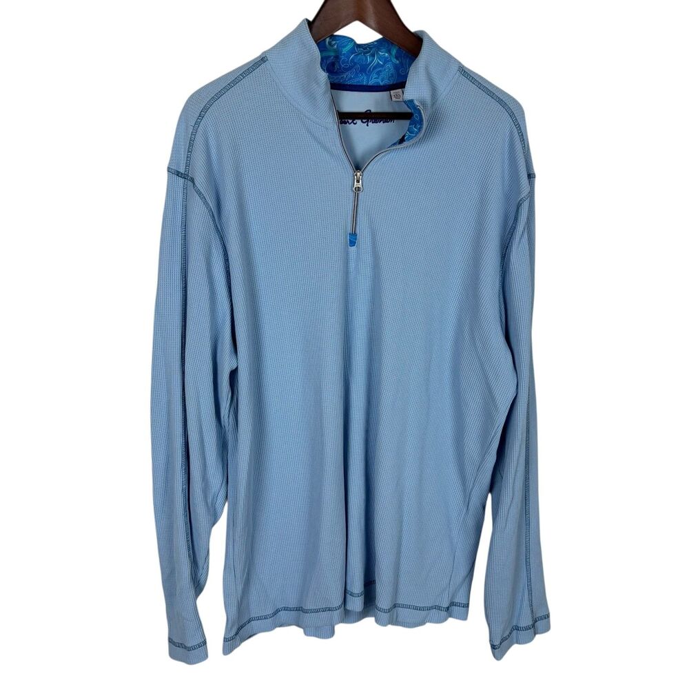 Robert Graham Blue Waffle Knit Long Sleeve Pullover Sweater Mens 2XL Classic Fit